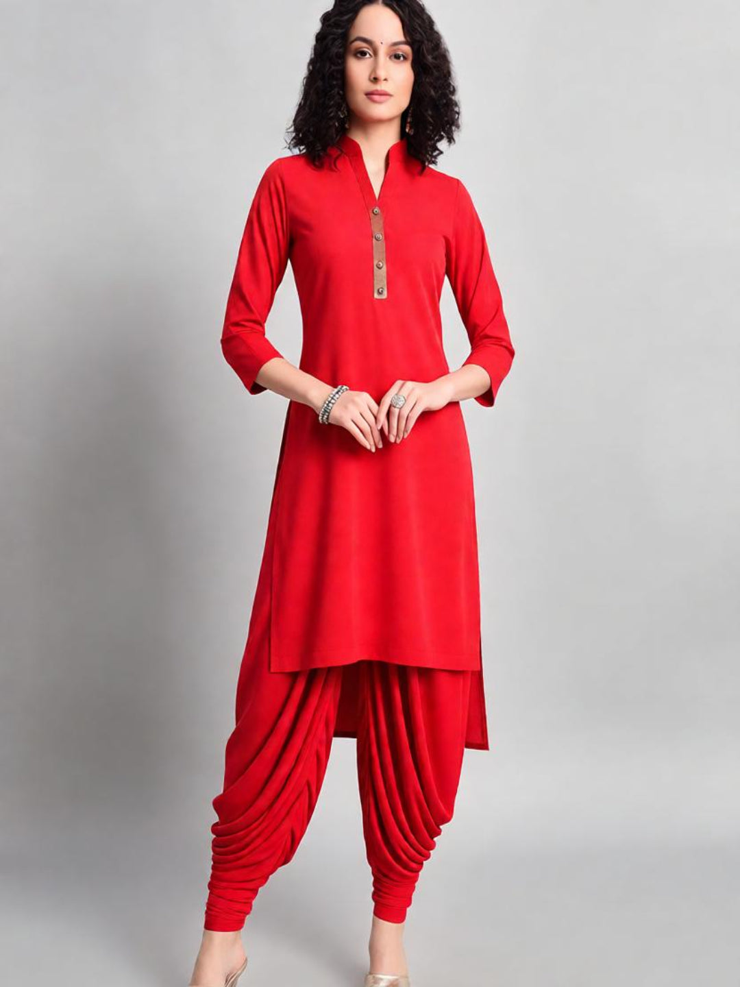 Adaa Bazaar Women's Deep Red Kurti With Stylish Patiyala Salwar