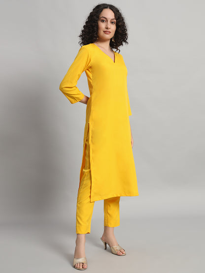 Adaa Bazaar Women's Readymade Yellow Suit with Dupatta