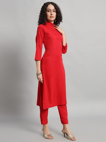 Adaa Bazaar Women's Readymade Red Suit with Dupatta