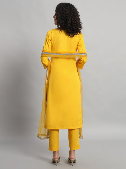 Adaa Bazaar Women's Readymade Yellow Suit with Dupatta