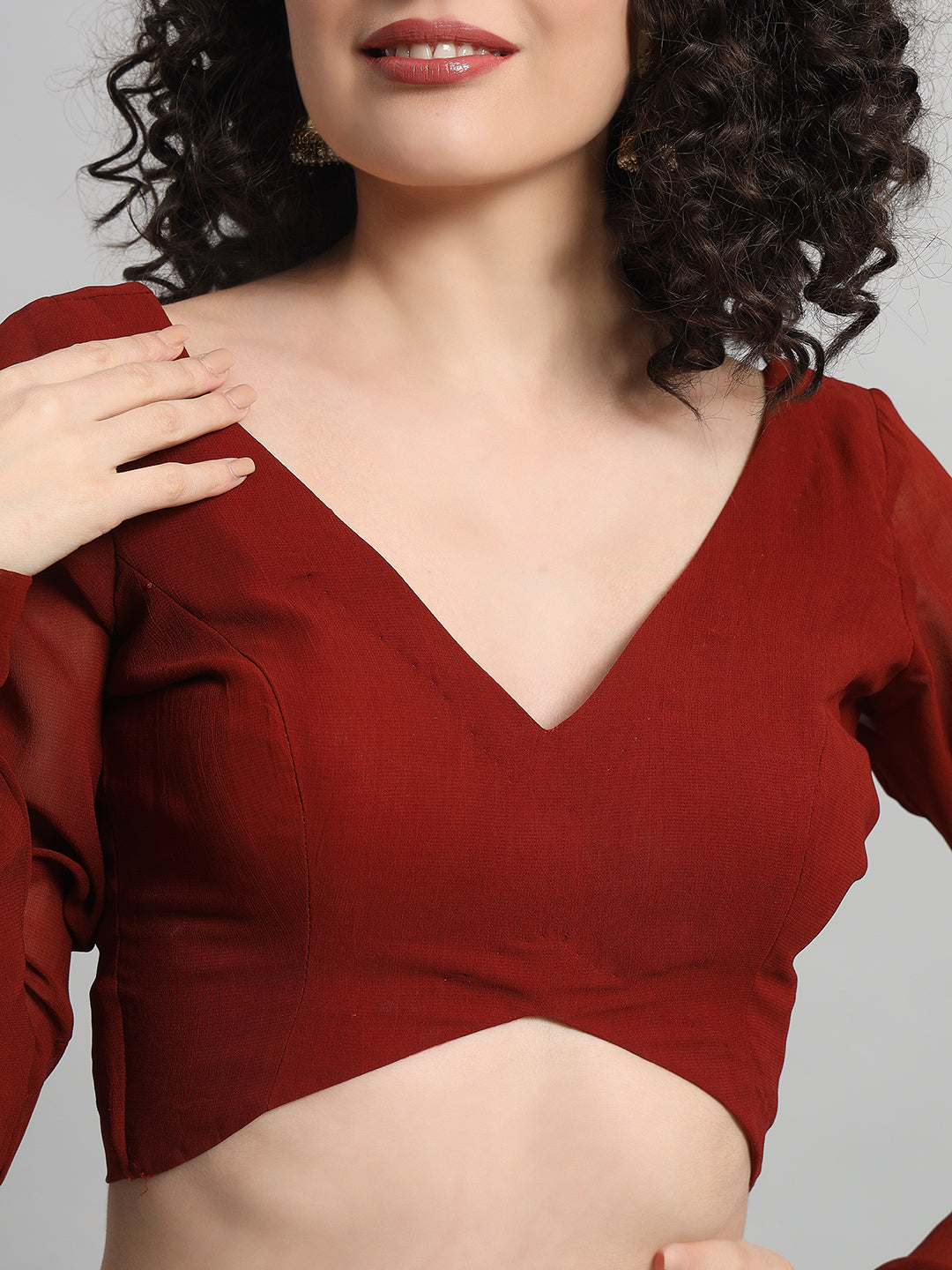 Adaa Bazaar Women’s Maroon Solid Padded Readymade Blouse