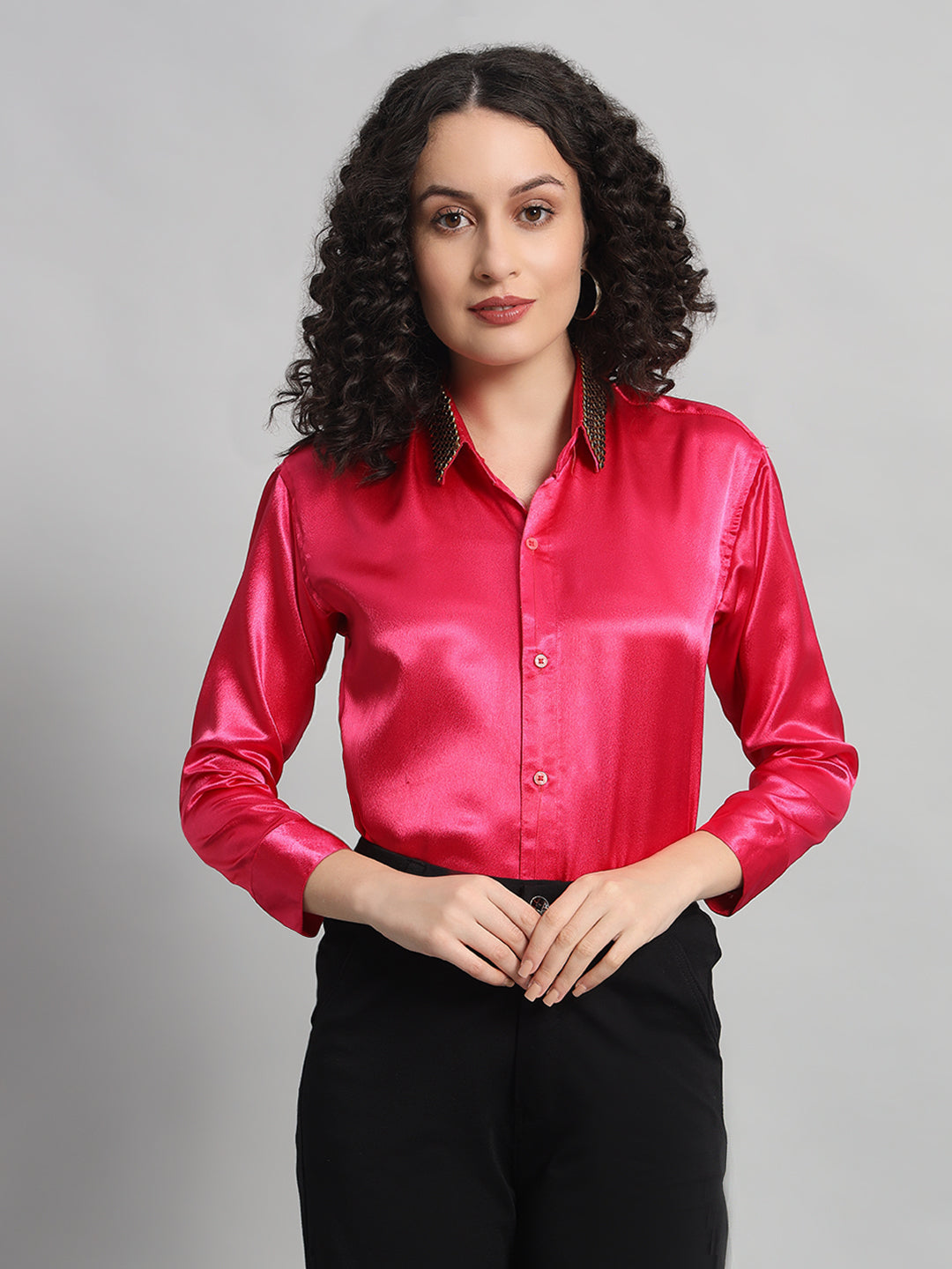 Adaa Bazaar Regular Fit Satin Casual Shirt