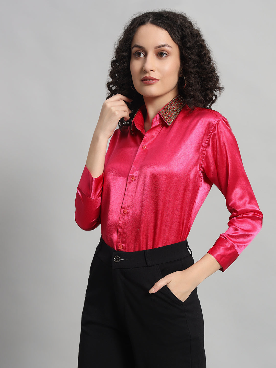 Adaa Bazaar Regular Fit Satin Casual Shirt