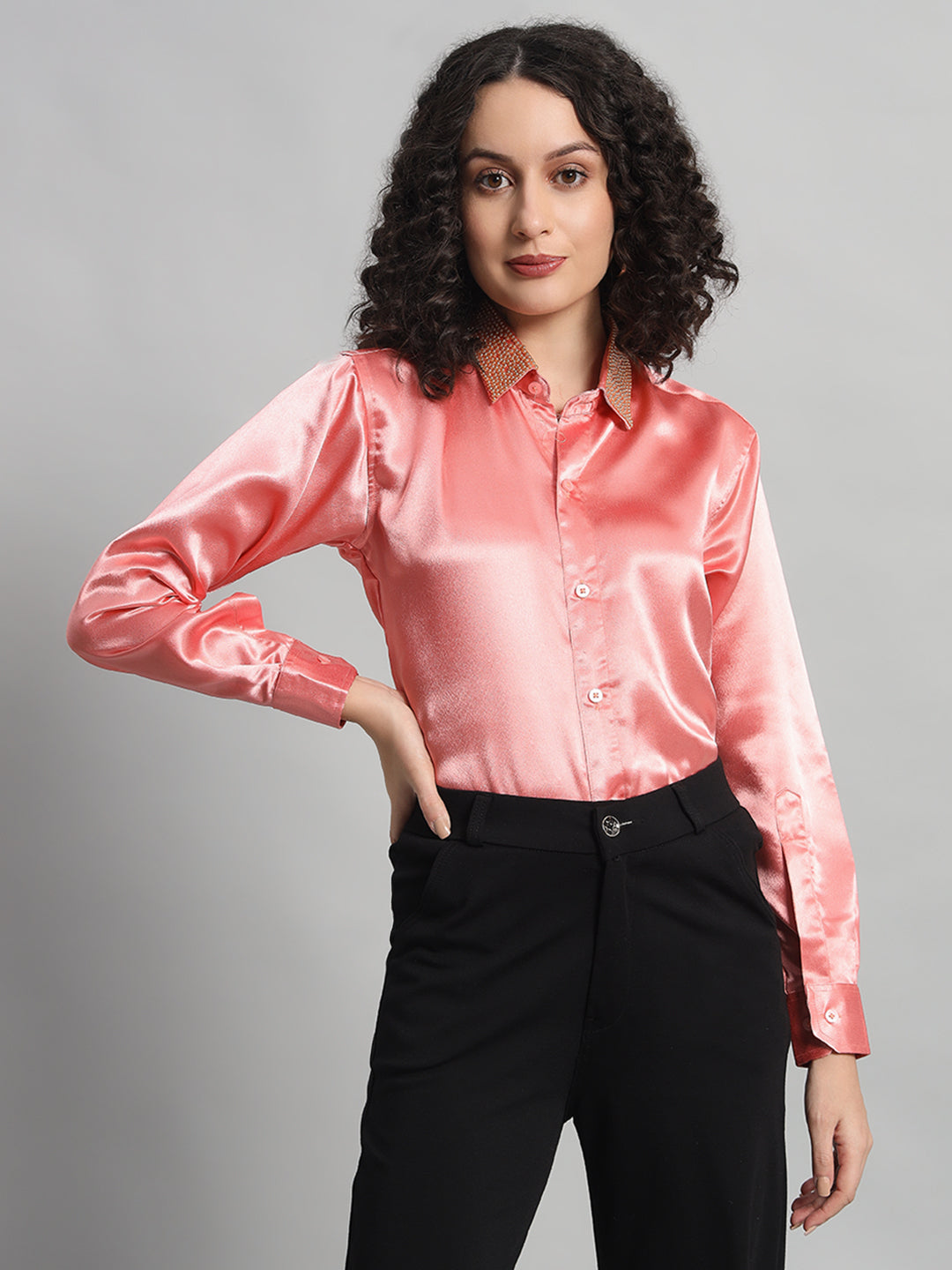 Adaa Bazaar Regular Fit Satin Casual Shirt