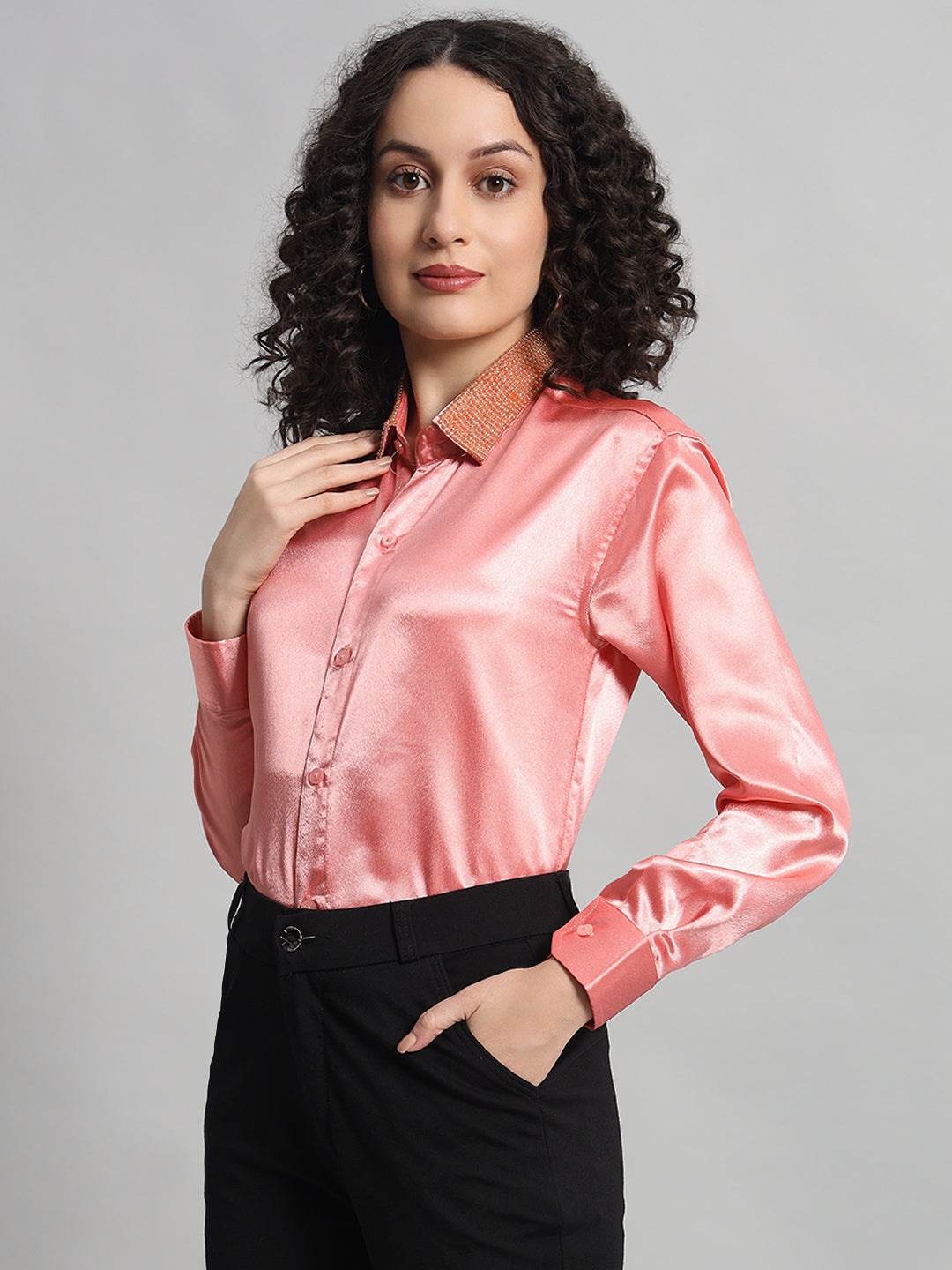 Adaa Bazaar Regular Fit Satin Casual Shirt