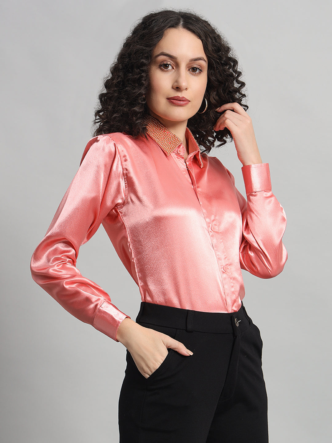 Adaa Bazaar Regular Fit Satin Casual Shirt