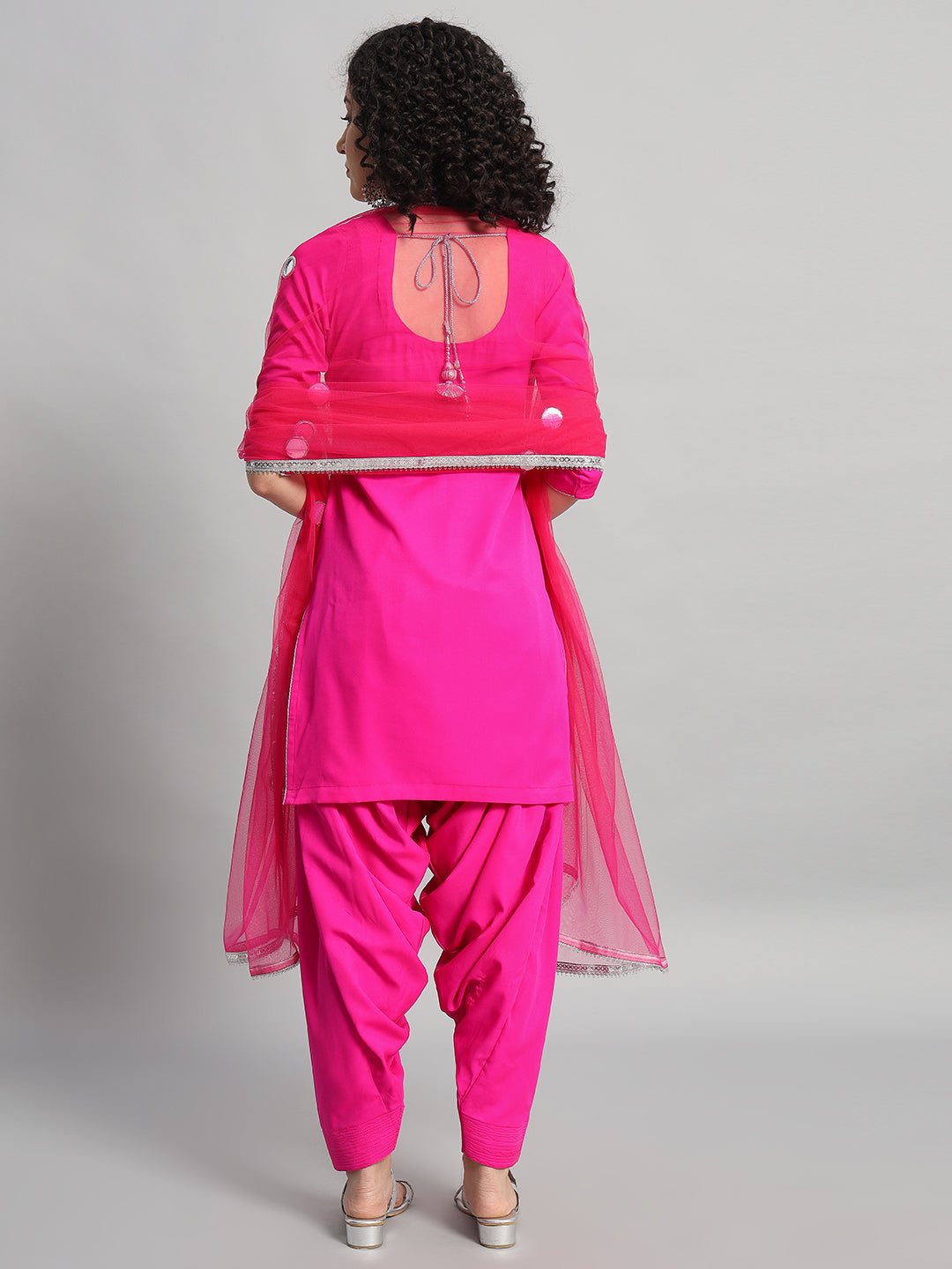 Adaa Bazaar Women's Readymade Patiala Suit (Pink) with Dupatta