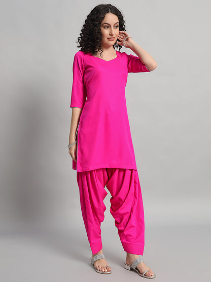 Adaa Bazaar Women's Readymade Patiala Suit (Pink) with Dupatta