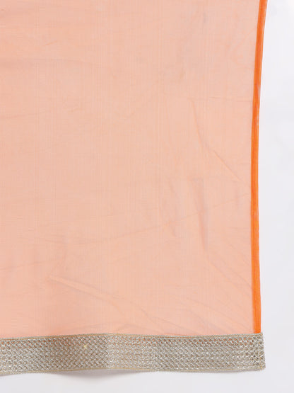 Adaa Bazaar Women's Readymade Suit (Orange) With Dupatta