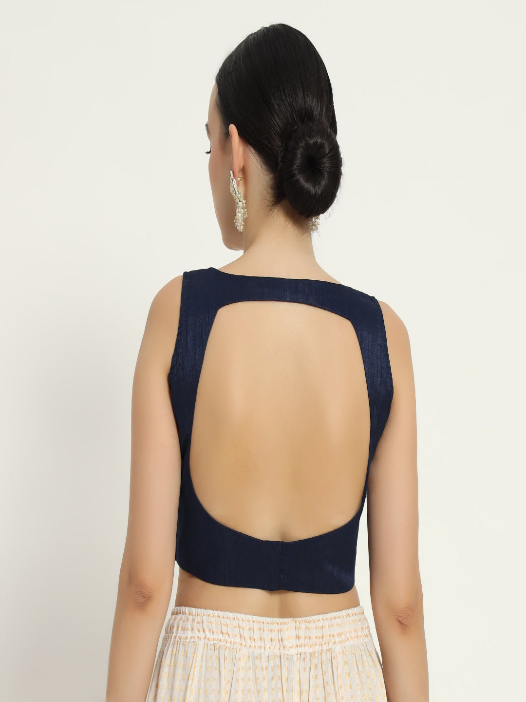 Adaa Bazaar Women's Readymade Blue Silk Blouse