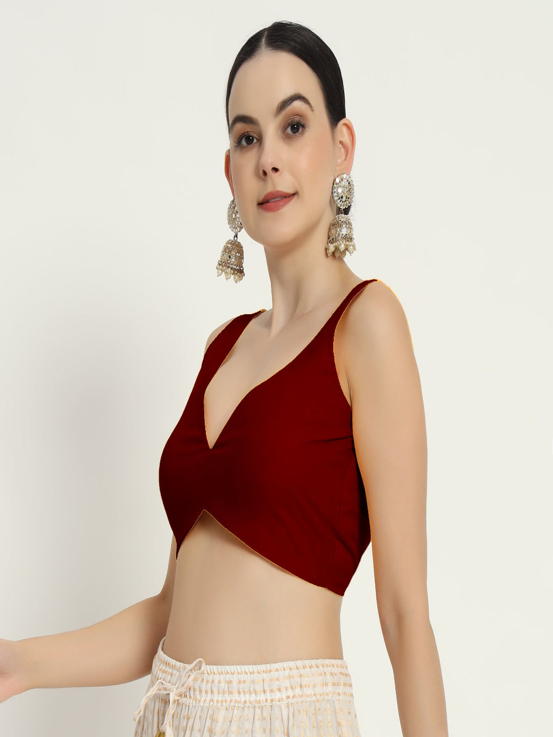 Adaa Bazaar Women's Readymade Maroon Blouse