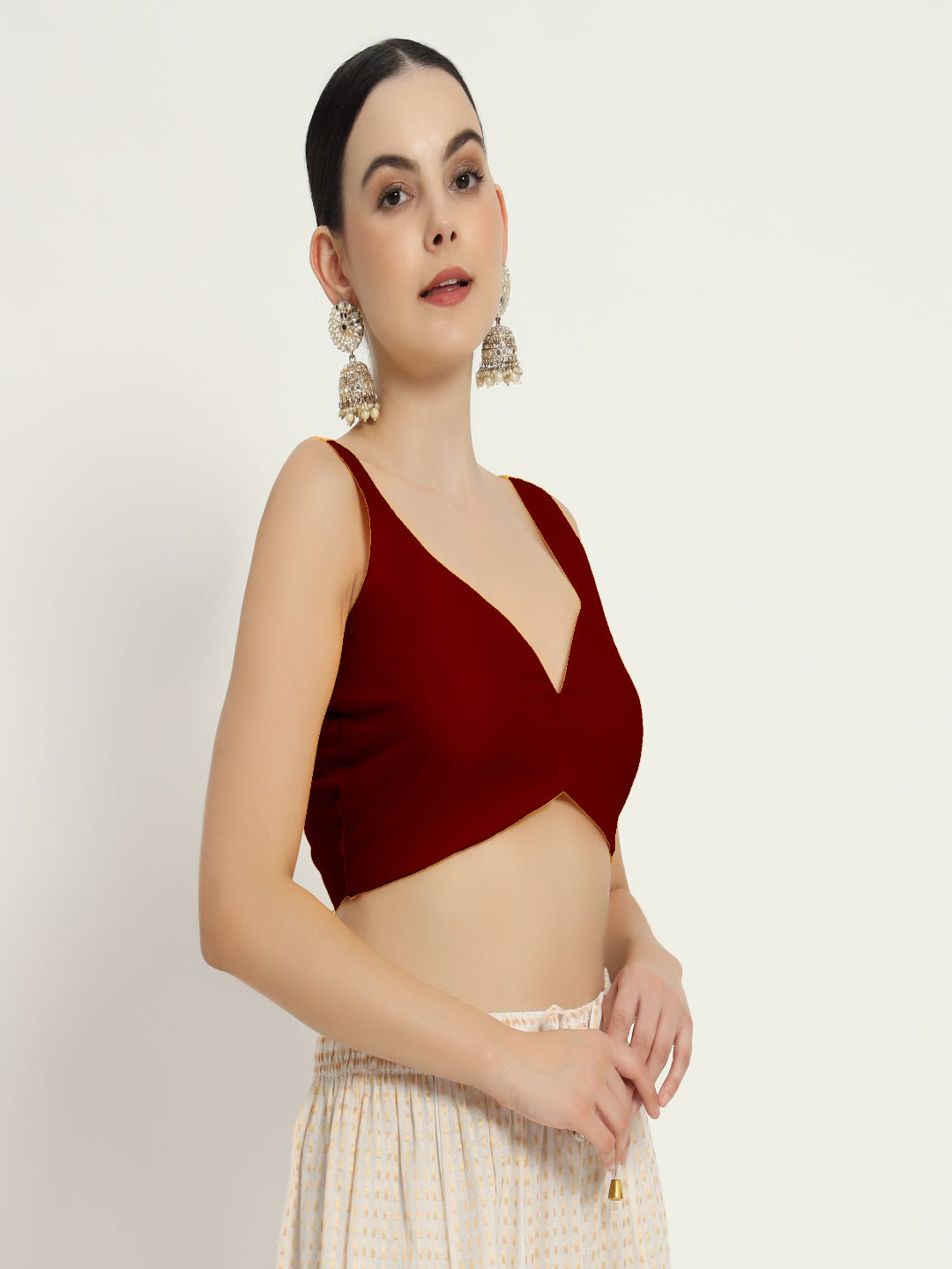 Adaa Bazaar Women's Readymade Maroon Blouse