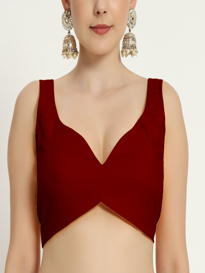 Adaa Bazaar Women's Readymade Maroon Blouse