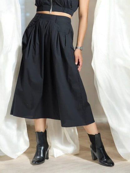 Adaa Bazaar Women's Cotton Cargo Pleat Skirt