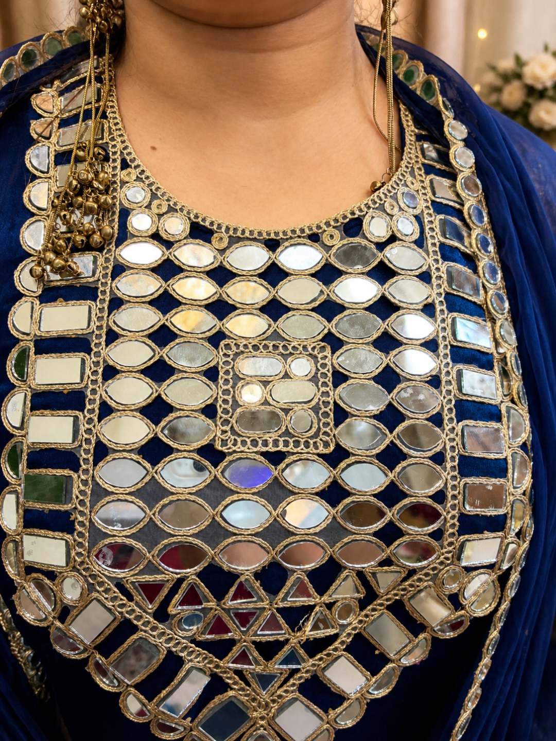 Adaa Bazaar Women's Royal Blue Colour Sequin and Mirror Work Suits With Dupatta