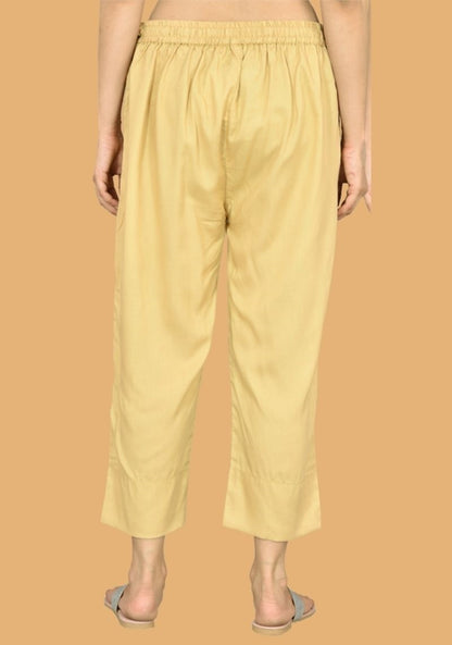 Adaa Bazaar Women's Rayon Ankle Length Pant Golden