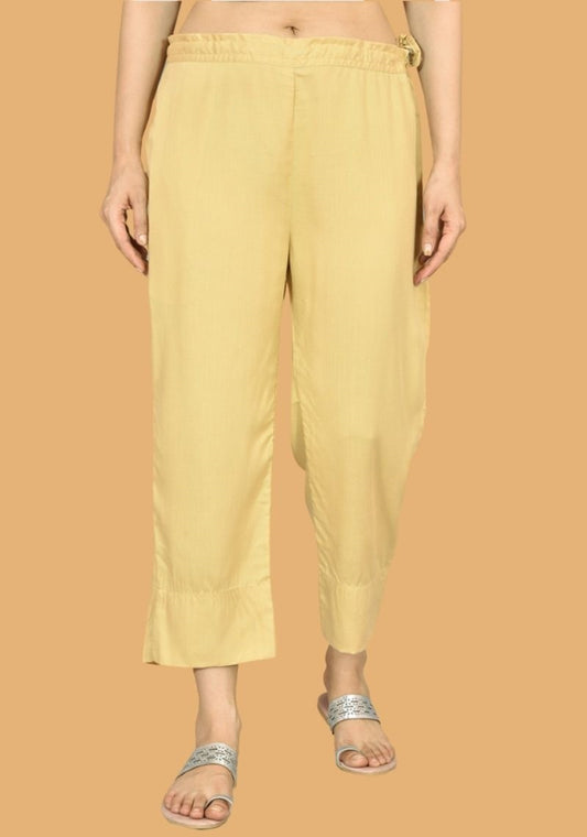 Adaa Bazaar Women's Rayon Ankle Length Pant Golden