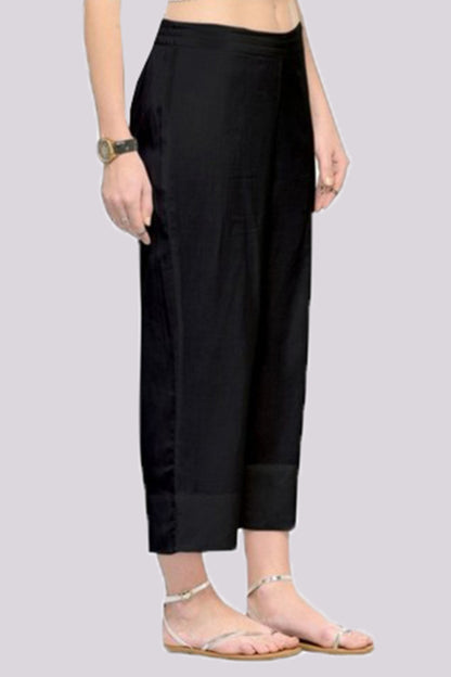 Adaa Bazaar Women's Rayon Ankle Length Pant Black