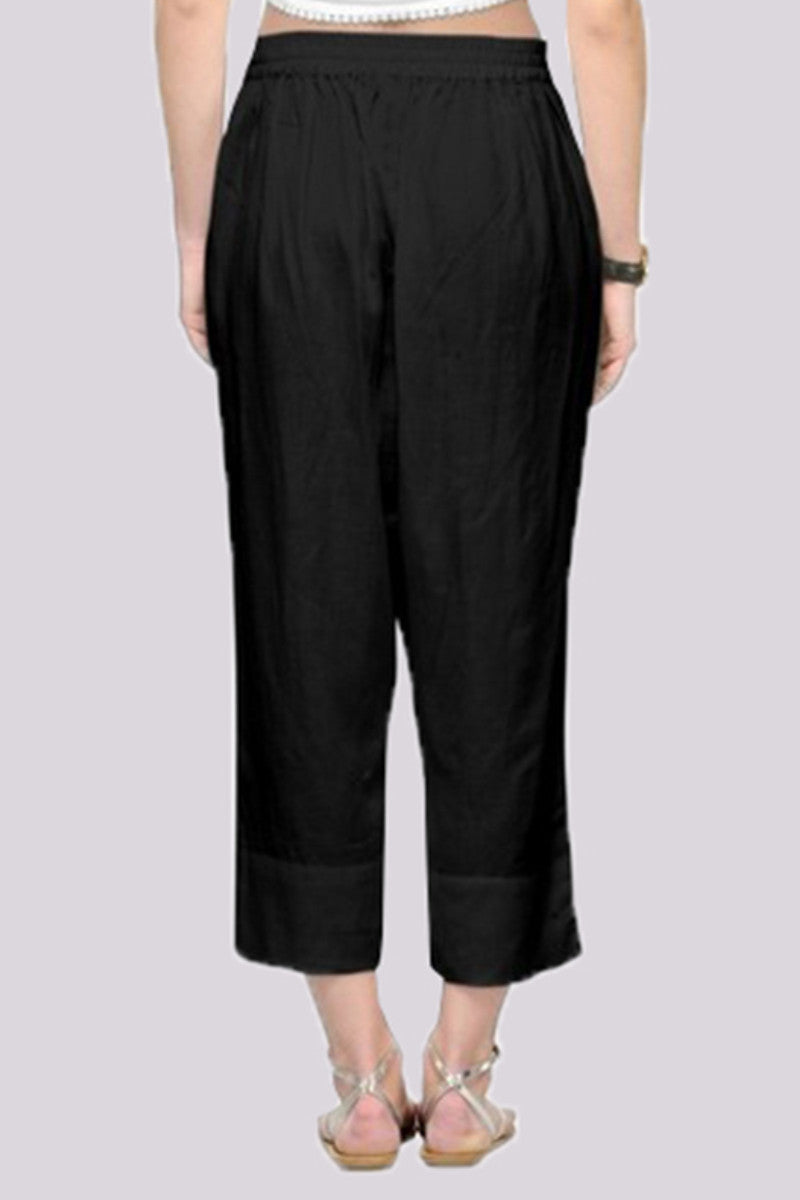 Adaa Bazaar Women's Rayon Ankle Length Pant Black