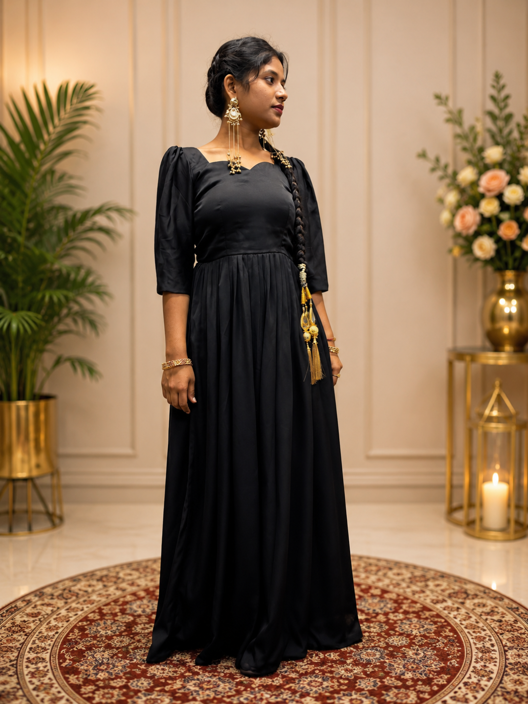 Adaa Bazaar Women's Anarkali Black Suit With Dupatta