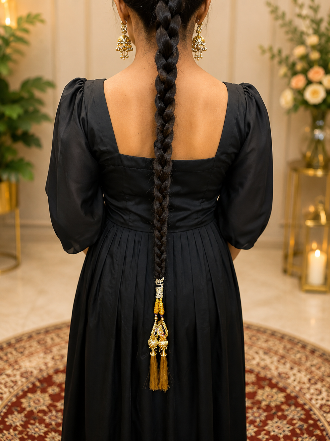 Adaa Bazaar Women's Anarkali Black Suit With Dupatta