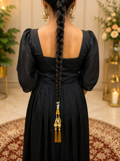 Adaa Bazaar Women's Anarkali Black Suit With Dupatta