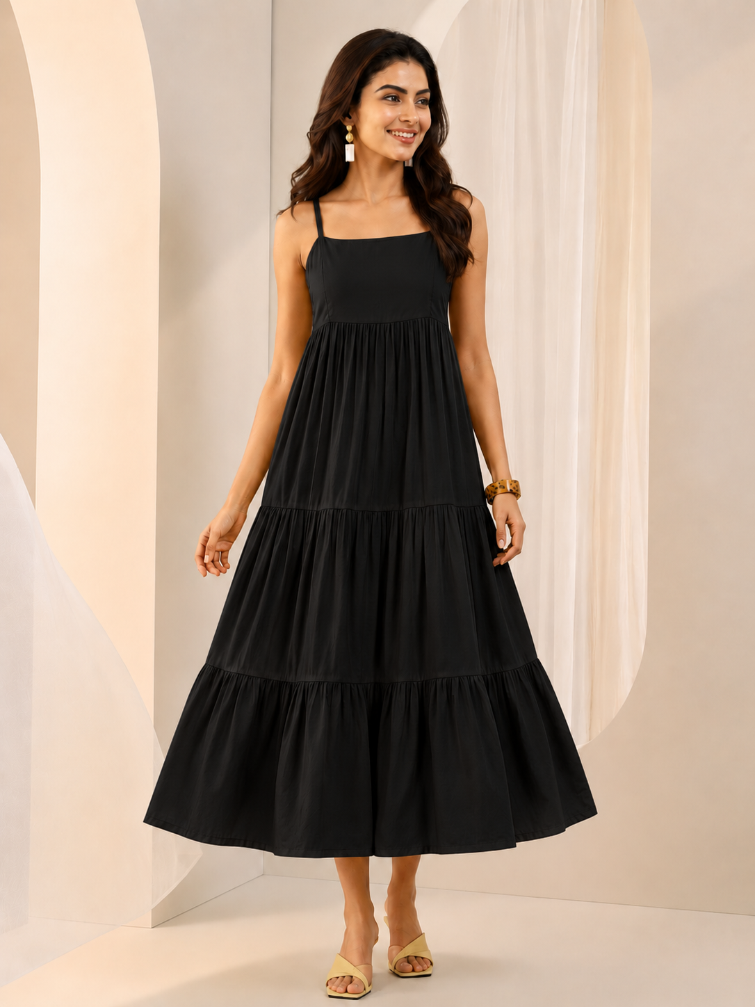 women cotton cambric midi dress