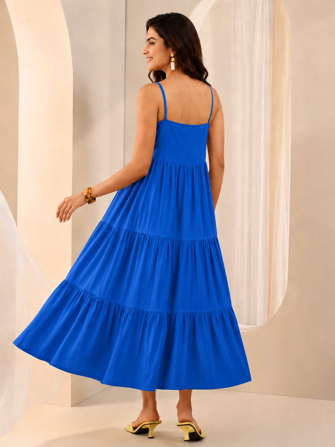 women cotton cambric midi dress