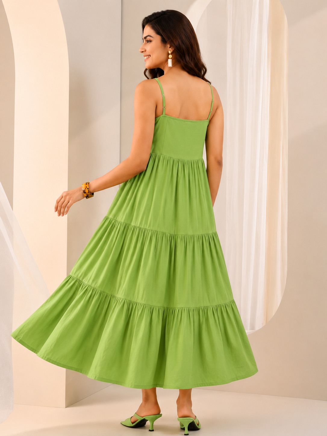 women cotton cambric midi dress
