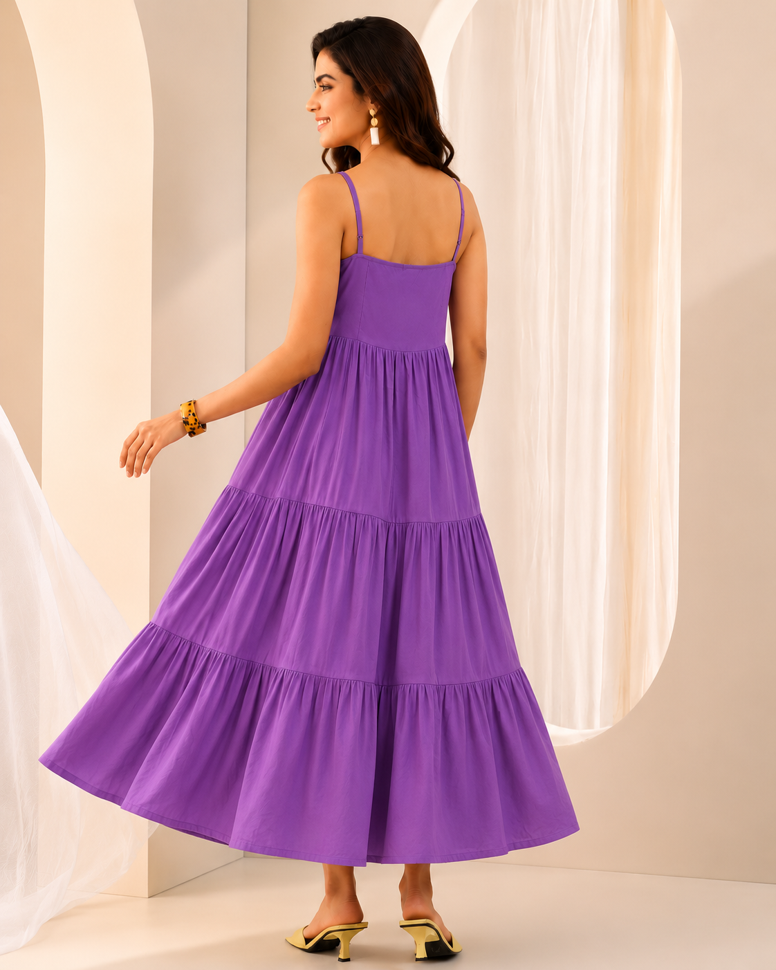 women cotton cambric midi dress