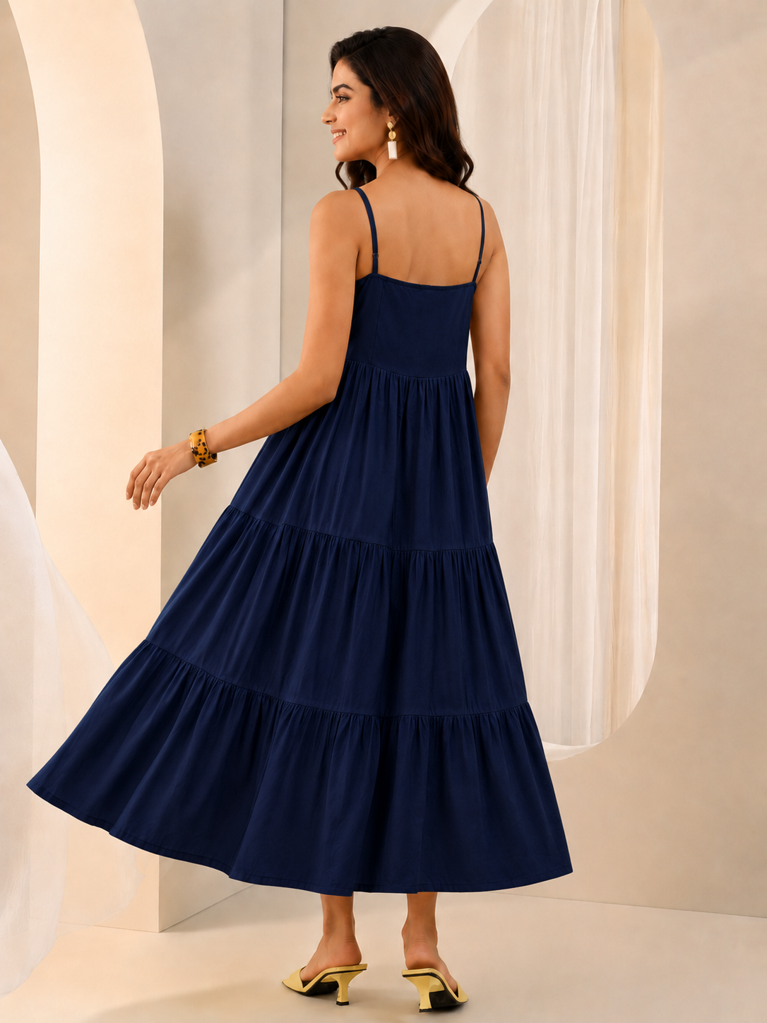 women cotton cambric midi dress