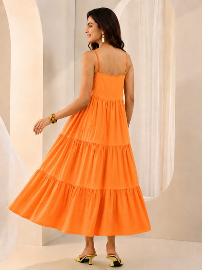 women cotton cambric midi dress