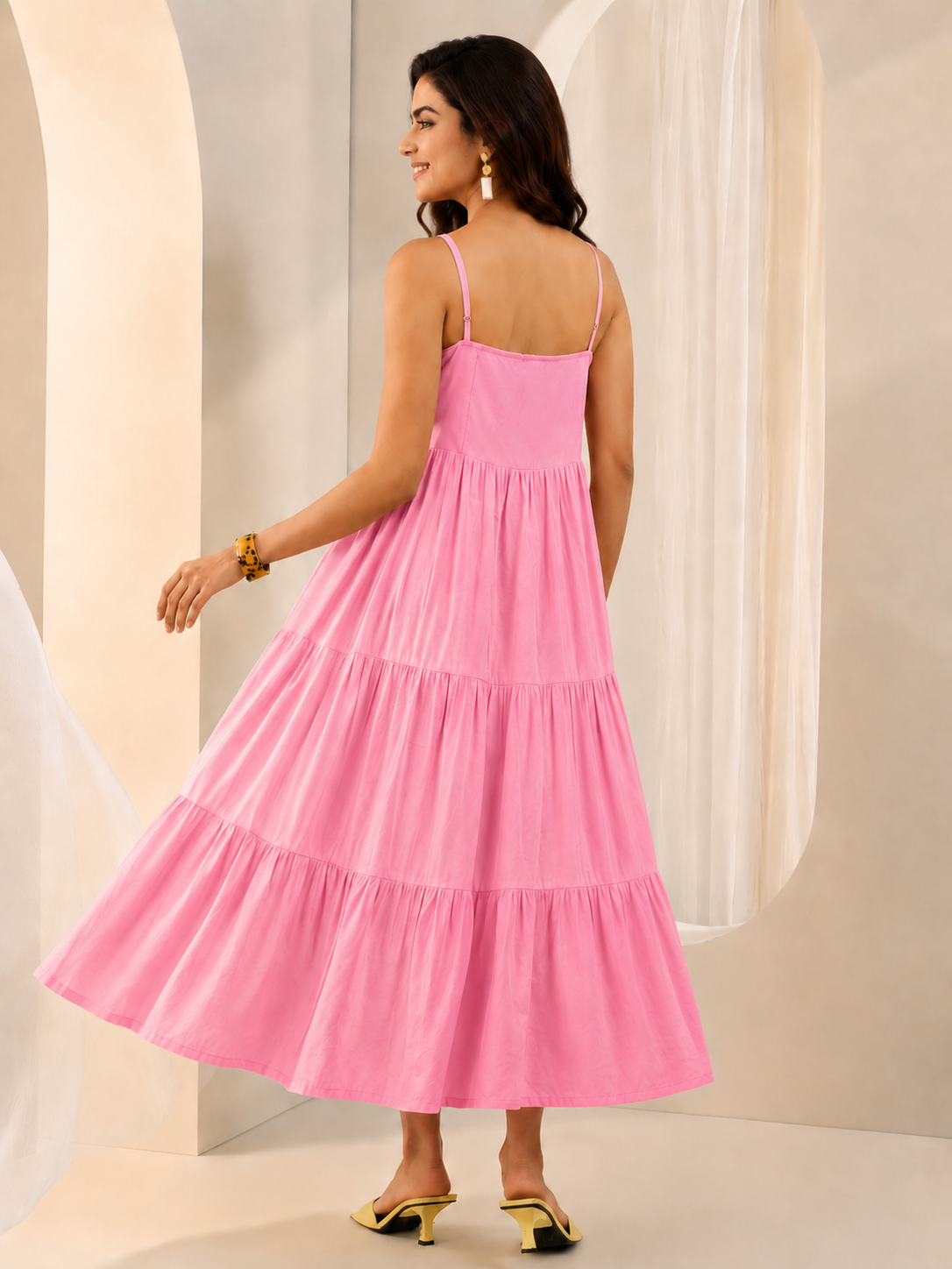women cotton cambric midi dress