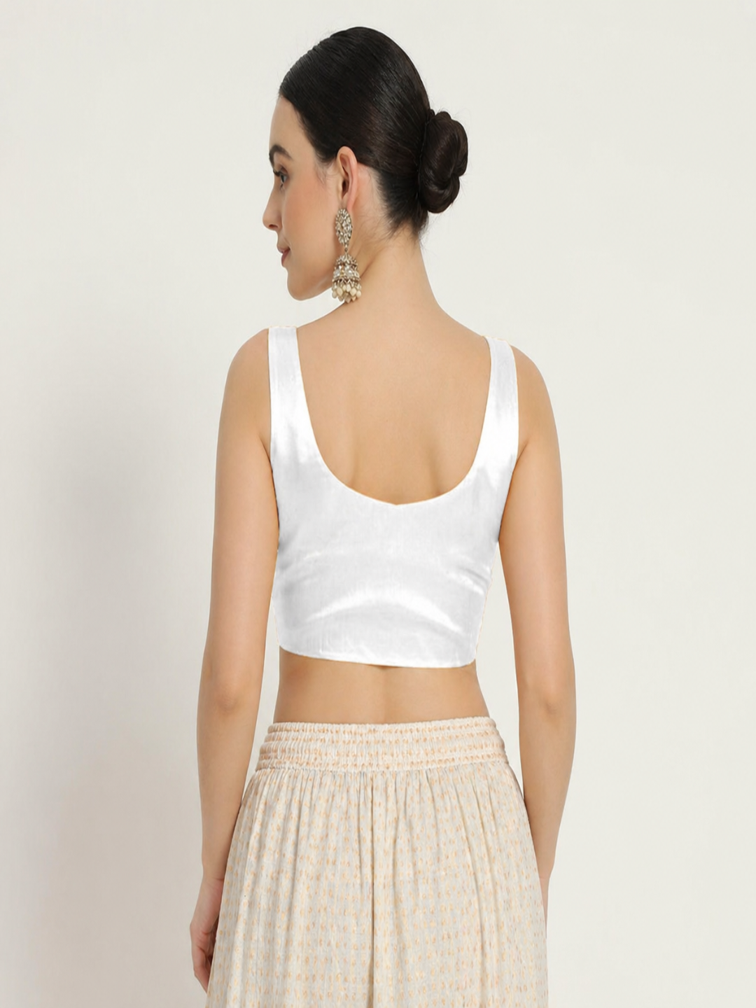 Adaa Bazaar Women's Readymade White Blouse with Pad