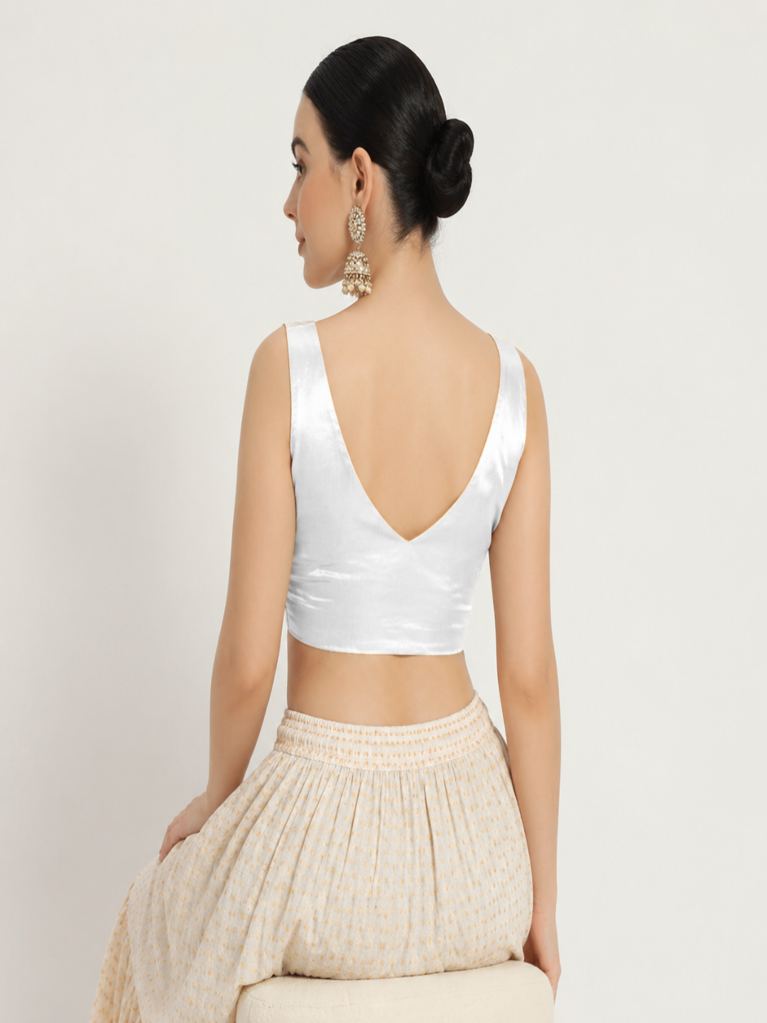 Adaa Bazaar Women's Readymade White Blouse with Pad