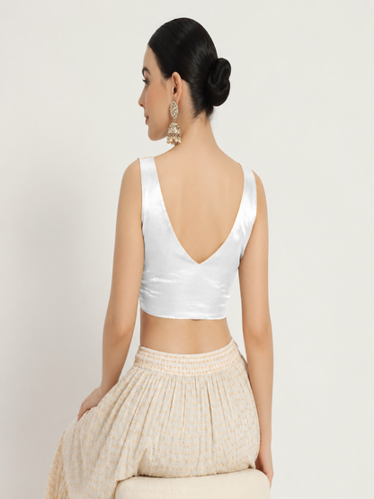 Adaa Bazaar Women's Readymade White Blouse with Pad