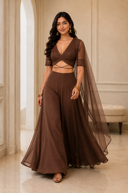 WOMEN SHARARA BLOUSE SET PERFECT FOR PARTY OR FESTIVE IN ANY WEATHER
