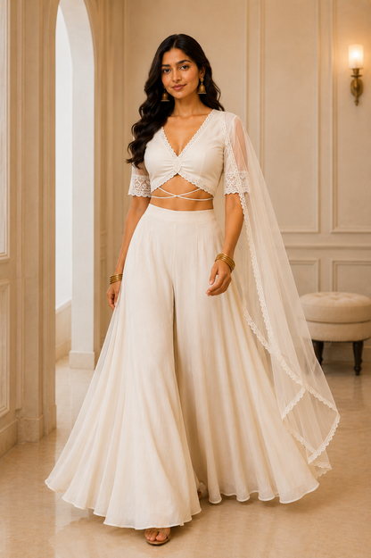 WOMEN SHARARA BLOUSE SET PERFECT FOR PARTY OR FESTIVE IN ANY WEATHER