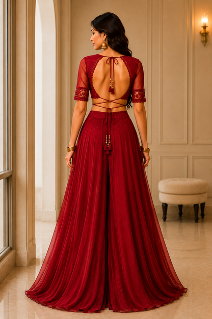WOMEN SHARARA BLOUSE SET PERFECT FOR PARTY OR FESTIVE IN ANY WEATHER