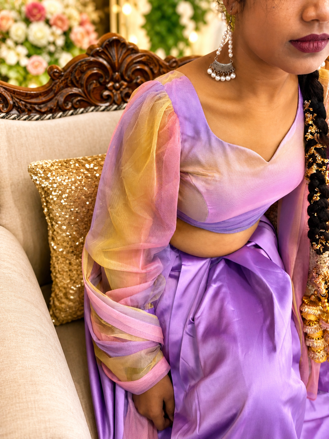 Adaa Bazaar Women's Readymade Lavender Colour Lehenga With Dupatta