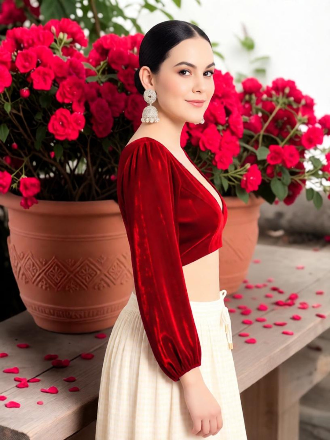 Maroon Full Sleeve Blouse – Elegant & Timeless