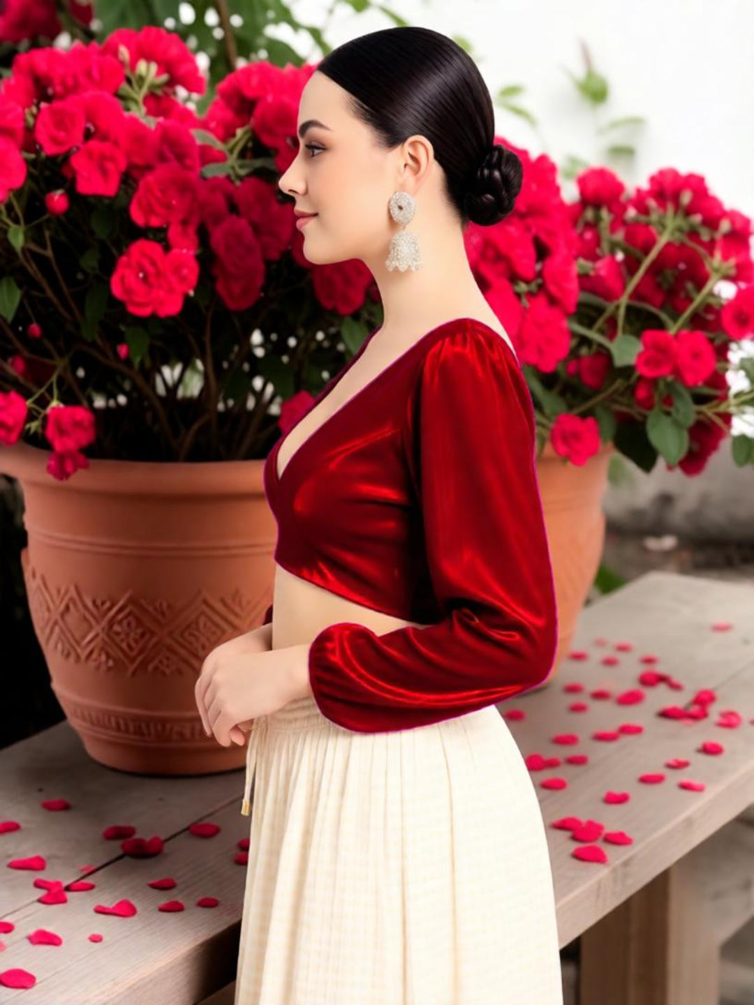 Maroon Full Sleeve Blouse – Elegant & Timeless