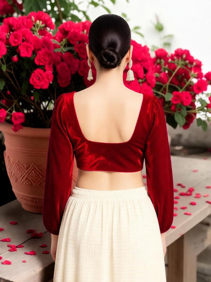 Maroon Full Sleeve Blouse – Elegant & Timeless