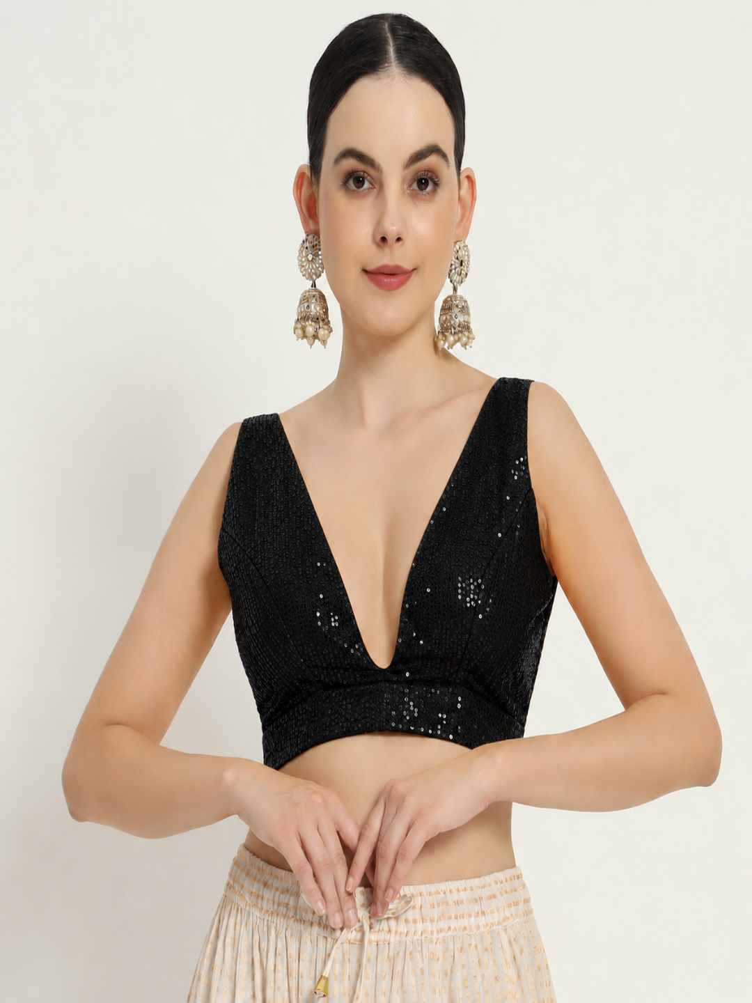 Adaa Bazaar Sequins Party Wear Cut Sleeves Stitched Blouse