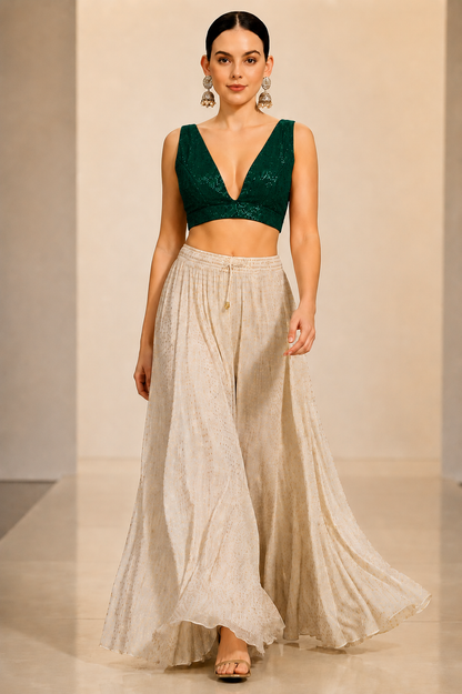 Adaa Bazaar Sequins Party Wear Cut Sleeves Stitched Blouse