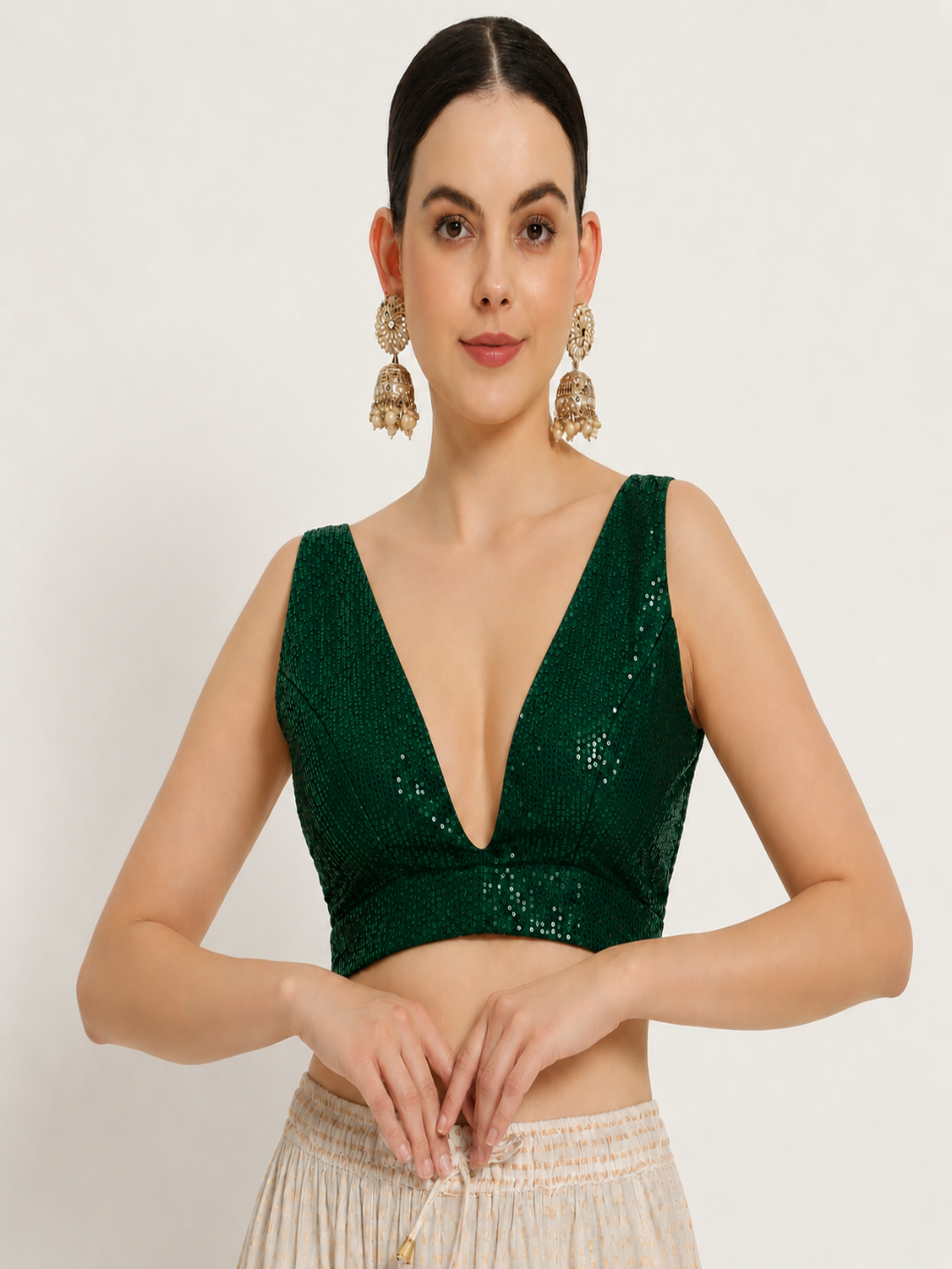 Adaa Bazaar Sequins Party Wear Cut Sleeves Stitched Blouse