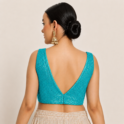 Adaa Bazaar Sequins Party Wear Cut Sleeves Stitched Blouse