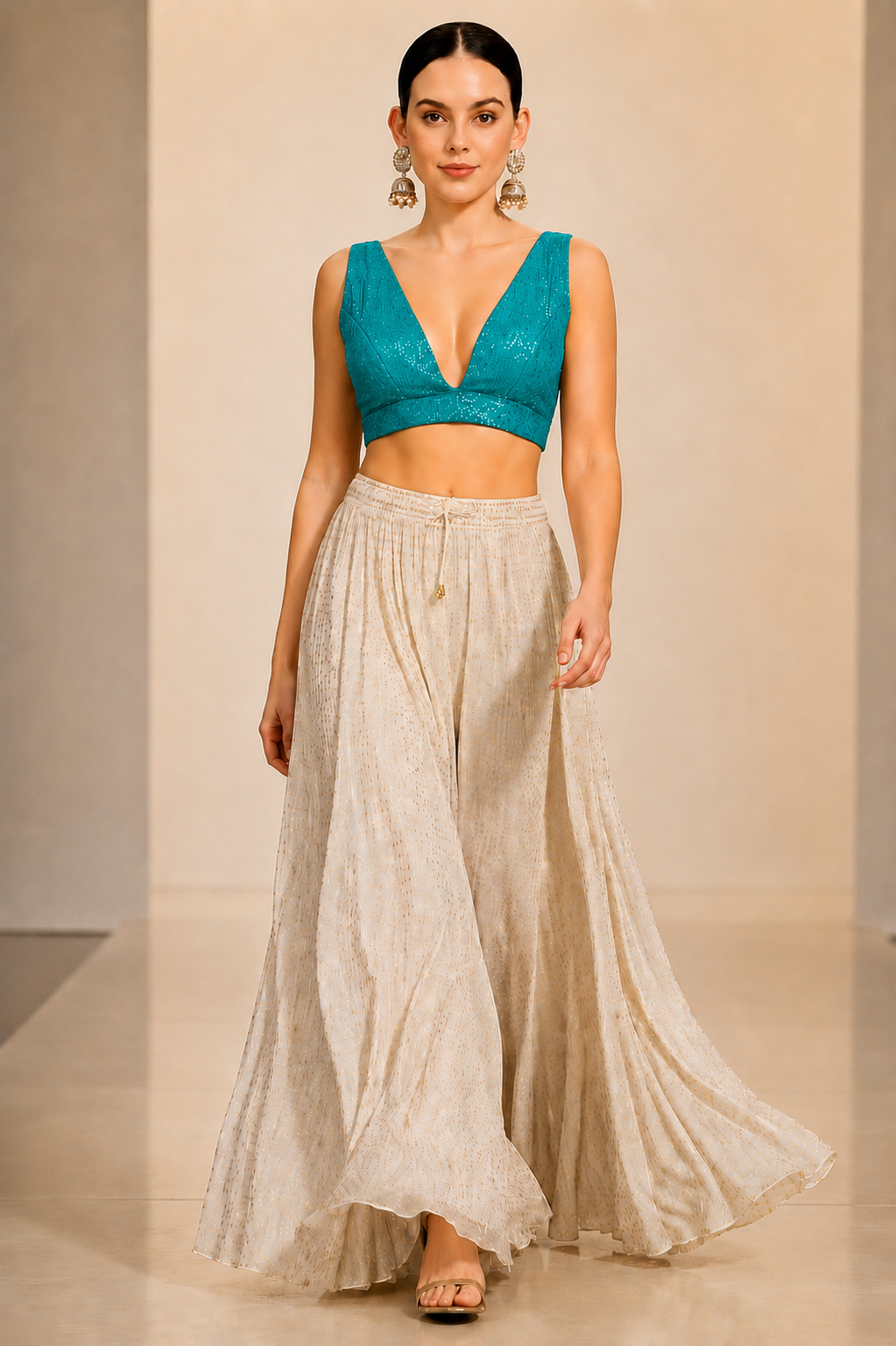 Adaa Bazaar Sequins Party Wear Cut Sleeves Stitched Blouse