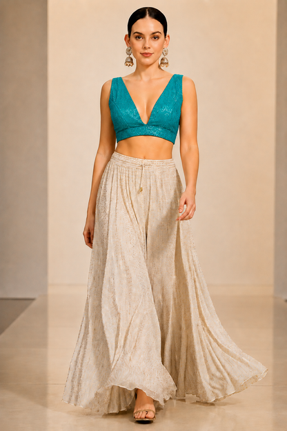 Adaa Bazaar Sequins Party Wear Cut Sleeves Stitched Blouse