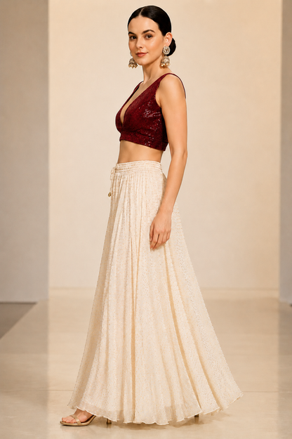 Adaa Bazaar Sequins Party Wear Cut Sleeves Stitched Blouse